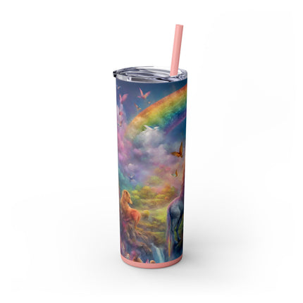 GIRLS RAINBOW UNICORN Skinny Tumbler - Mystical Fantasy Skinny Drinking Traveler