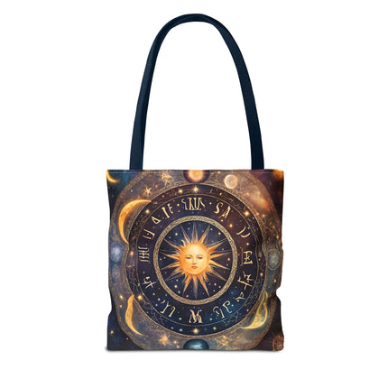 Moon Phases Tote Bag | Lunar Cycle Astronomy Wiccan Grocery Bag | Solstice Home Office Laptop Carrier | Solar System Travel Overnight Gift
