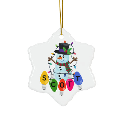 PERSONALIZED SNOWMAN Christmas Ceramic Ornament