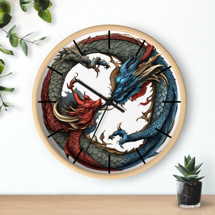Dragon Clock - Yin Yang Dueling Serpents Wall Decor