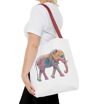 Elephant Lovers Tote | Majestic Color Pattern Custom Grocery Bag | Animal Gift Office Travel Carrier | Wild Woodland Business Traveler