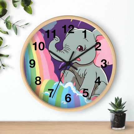 RAINBOW FALLS ELEPHANT Wall Clock - Kids Room Nursery Animal Decor