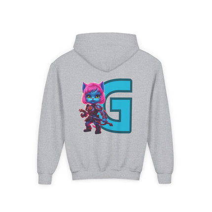 CUSTOM LETTER G WARRIOR CAT - Personalizable Girls Hoodie Sweatshirt