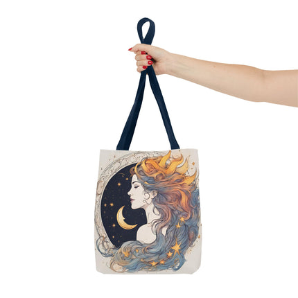 Moon Goddess Tote | Lunar Stars & Space Astronomy Grocery Bag | Laptop Book Carrier | Home Office Solar System Travel Overnight Gift