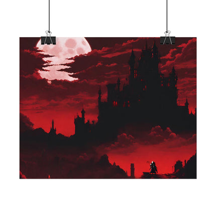 Castlevania Simon Belmont Video Game Room Inspired Wall Decor | The Cursed Night Begins Poster | Dracula Castle Vampire Night Wall Hanging
