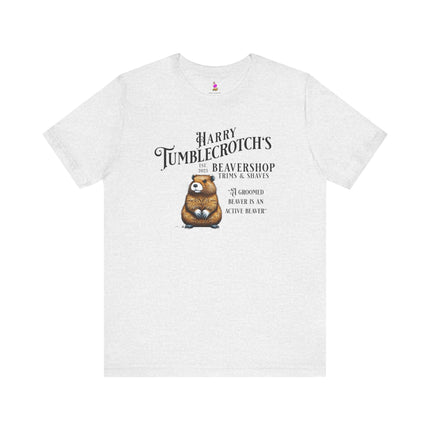 HARRY TUMBLECROTCH'S BEAVERSHOP T-Shirt - Funny Barbershop Parody Adult Humor Tee