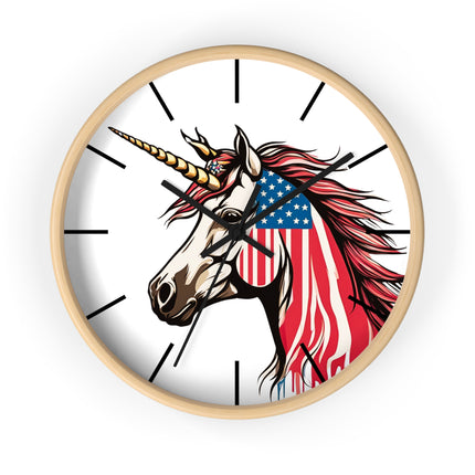 PATRIOTIC UNICORN Wall Clock - USA Freedom Fantasy Horse Decor
