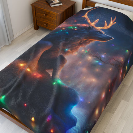 Mythical Beasts Christmas Blanket, Kids Adults Mystical Animal Plush Throw, Festive Fantasy Lovers Gift, Snow Creatures Holiday Twin Cover