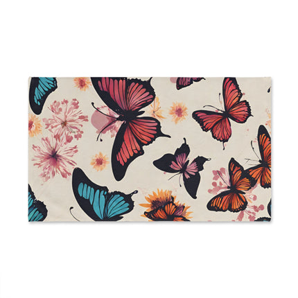 Floral Butterfly Hand Towel | Flower Pattern Flying Insect Decor | Bathroom Accent Drying Cloth | Spring & Summer Flutter Fly Polyester Gift