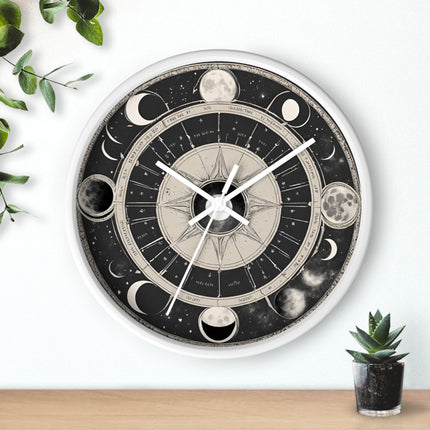 WICCAN MOON PHASES Wall Clock - Lunar Cycle Pagan Astronomy Decor
