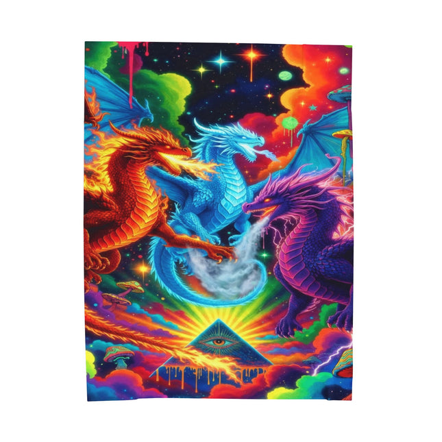 PSYCHEDELIC DRAGON TRIO Trippy Mushroom Blanket