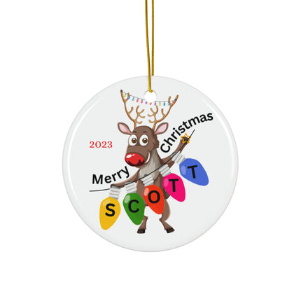 PERSONALIZED RUDOLPH Christmas Ceramic Ornament