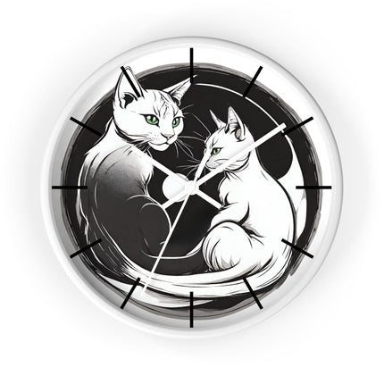 MOONLIT MEOWS Wall Clock - Romantic Cats Starry Night Decor
