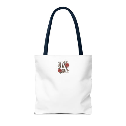Custom Letter Personalized Tote | Rose Flowered Grocery Travel Bag | Floral Print Roses Office Laptop & Books or Exercise Overnight Carrier