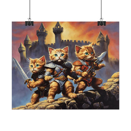 CAT BATTLE WARRIORS Poster - 80's Universe of Kitten Fighters Fantasy Epic Feline Battle Art