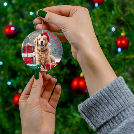 PERSONALIZED GOLDEN RETRIEVER Ceramic Christmas Ornament