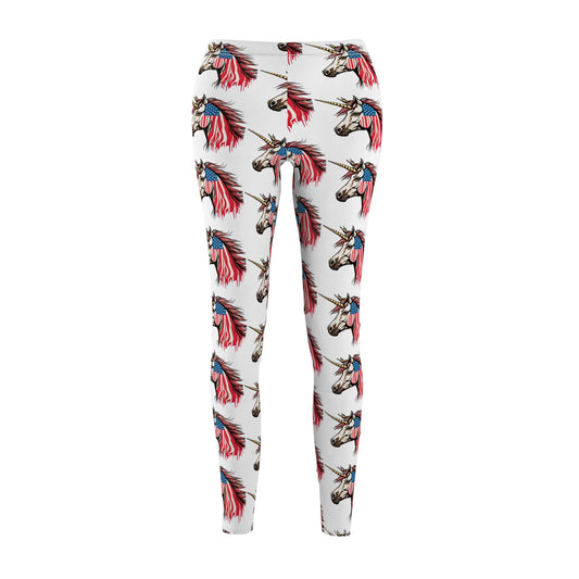 Patriotic Unicorn Skinny Leggings, United States Freedom Loving Horse Lounge Tights, US Election Elastic Exercise Jogging Pattern Yoga Pants