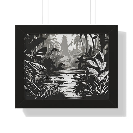 Wall Decor, Jungle Scene, Framed Wall Hanging, Black Shadow Print, Nature Scene Picture, Living Room Poster, Office Scenery