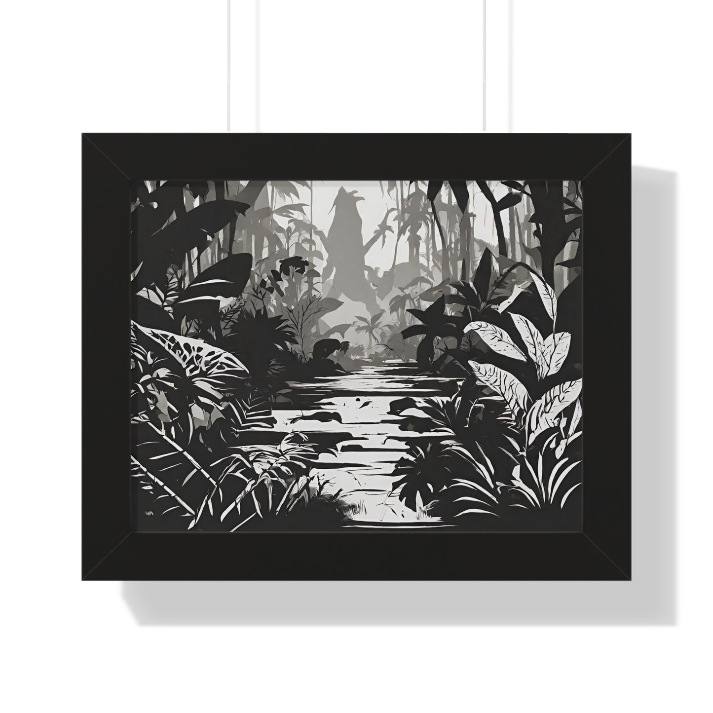 Wall Decor, Jungle Scene, Framed Wall Hanging, Black Shadow Print, Nature Scene Picture, Living Room Poster, Office Scenery
