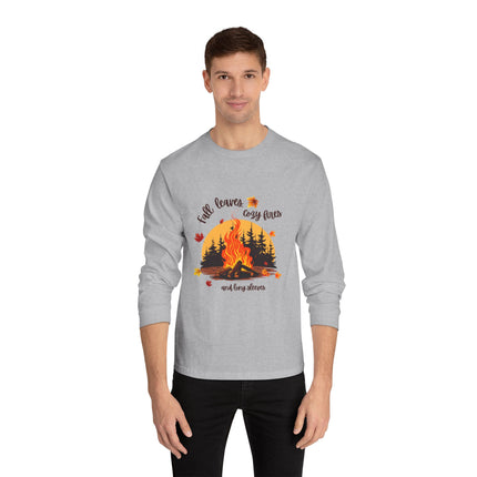 Fall Campfire Shirt, Leaves, Long Sleeves, Bonfire, Bright, Colorful, Roast, Foliage, Autumn, Season, Ladies Girls Womens Tee