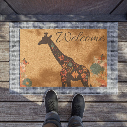 WELCOME Giraffe Flower Doormat