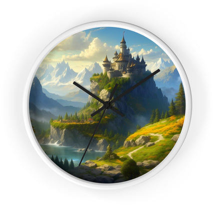 MEDIEVAL MOUNTAIN CASTLE Wall Clock - Fantasy Forest Kingdom Decor