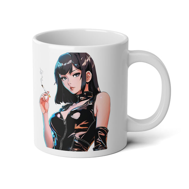 Leather Clad Cigarette Smoking Anime Girl 20oz Coffee Mug