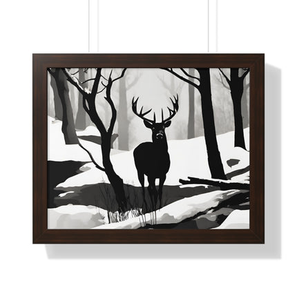 SNOWY CREEK BIG BUCK - Deer Hunter Winter Shadow Framed Wall Art