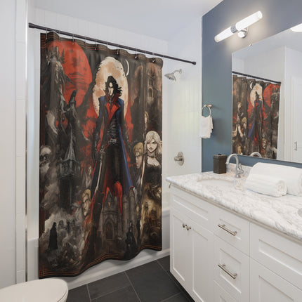 LEGENDARY FIGHTERS ALIGN AGAINST EVIL Video Game Inspired Abstract Collage Shower Curtain