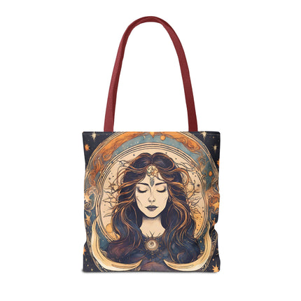 Sun & Moon Goddess Tote | Lunar Stars and Space Astronomy Grocery Bag | Wiccan Dreams Office Laptop Book Carrier | Solar System Travel Gift