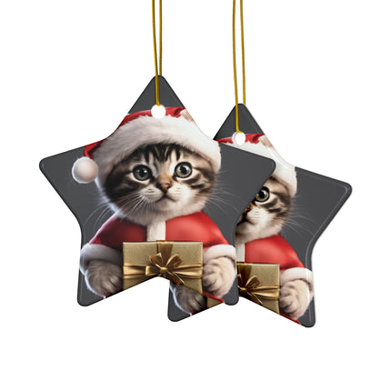KITTEN CLAUS 2 Sided Holiday Ornament