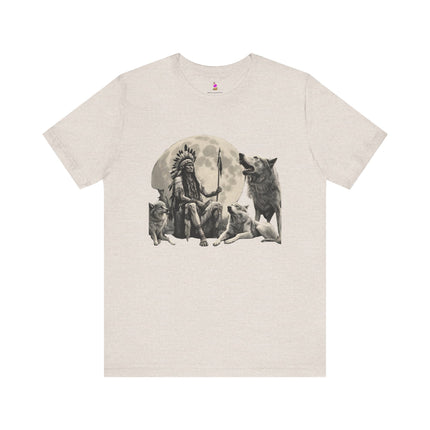 CHIEF OF WOLF MOON T-Shirt - Native American Wolf Spirit Tee