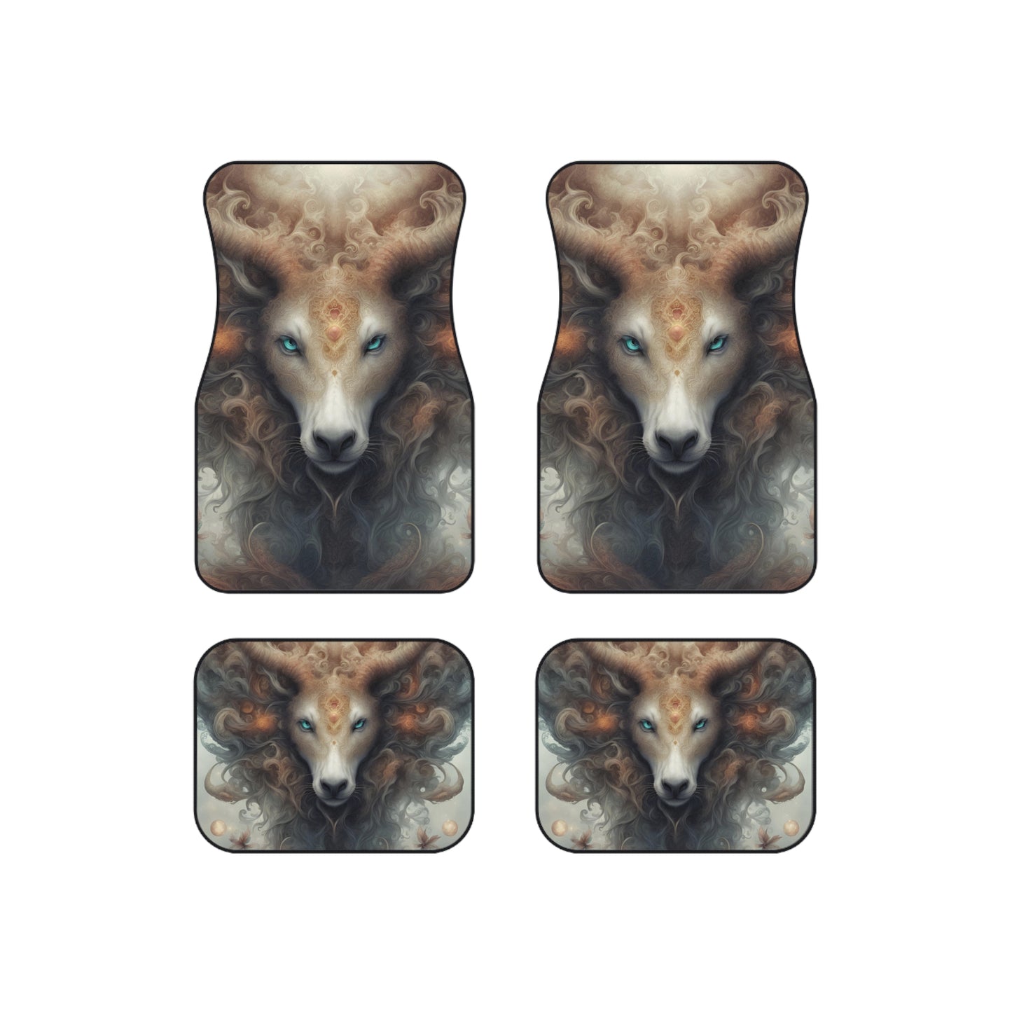 Majestic Myths Car Mats (Set of 4) | Mythological Blue Eyed Goat Automobile Accessories | Front and Rear Floor Auto Truck Gift