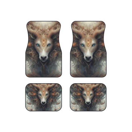 Majestic Myths Car Mats (Set of 4) | Mythological Blue Eyed Goat Automobile Accessories | Front and Rear Floor Auto Truck Gift