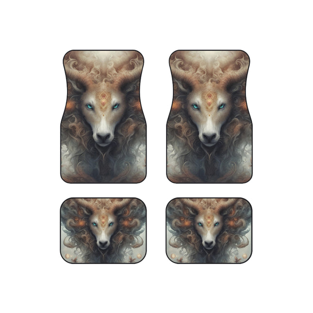 Majestic Myths Car Mats (Set of 4) | Mythological Blue Eyed Goat Automobile Accessories | Front and Rear Floor Auto Truck Gift