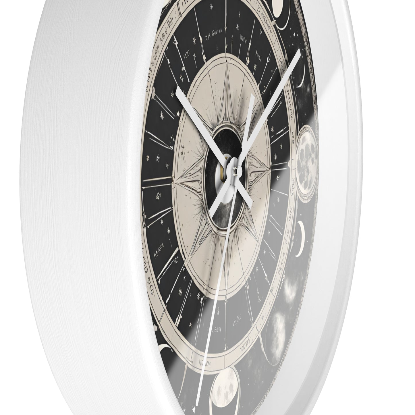 Moon Phases Wall Art Clock | Lunar Cycle Astronomy Wall Hanging | Home Office Solar System Wall Decor Gift