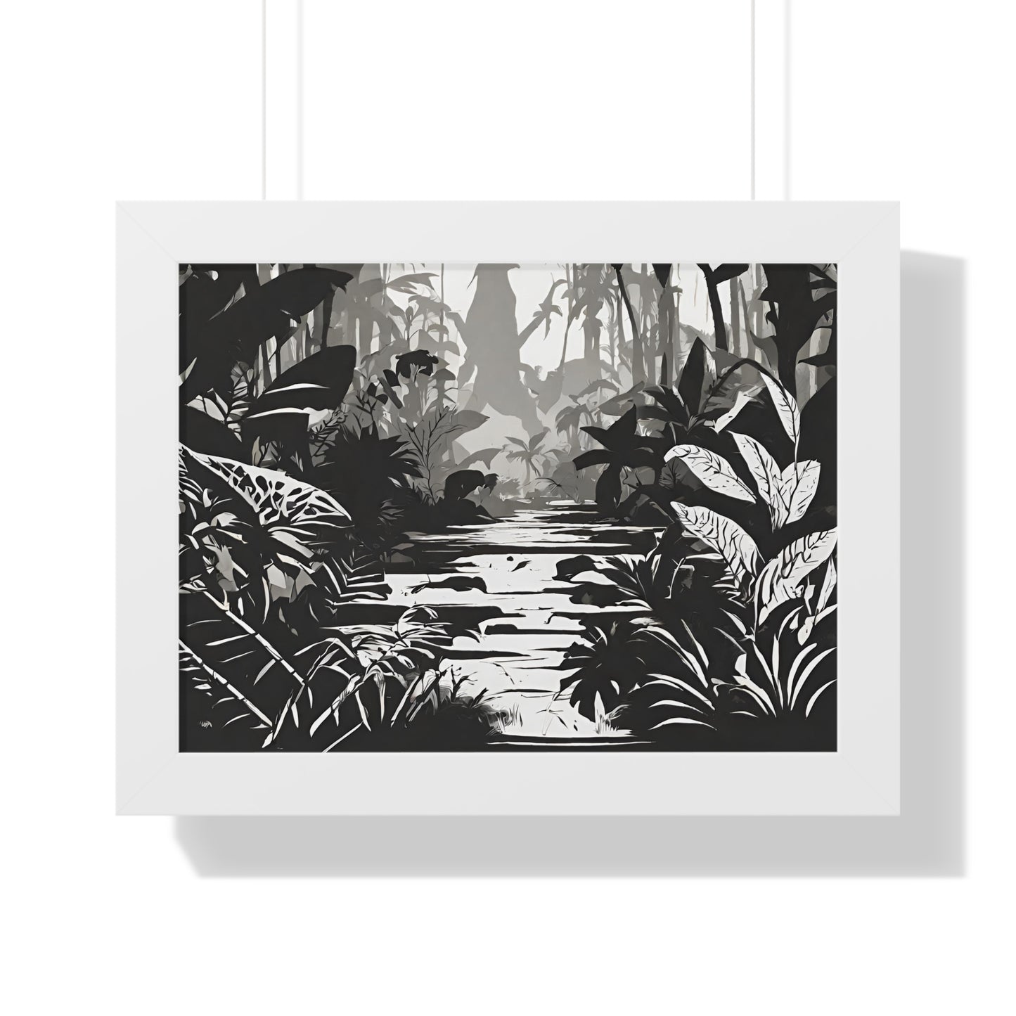 Wall Decor, Jungle Scene, Framed Wall Hanging, Black Shadow Print, Nature Scene Picture, Living Room Poster, Office Scenery