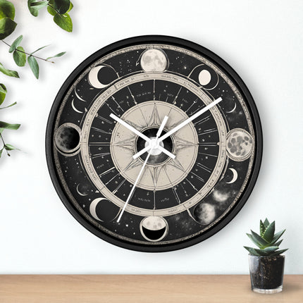 WICCAN MOON PHASES Wall Clock - Lunar Cycle Pagan Astronomy Decor