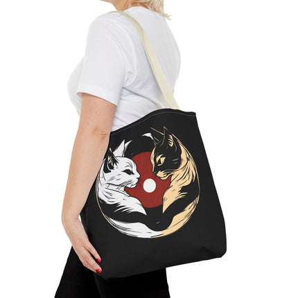 Cat Lovers Tote | Moon Lit Love Cat Grocery Bag | Feline Frisky Office Travel Carrier | Moonlight Kittens Cotton Traveler Tote