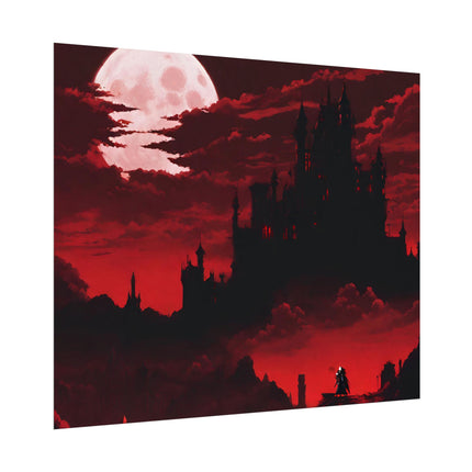 Castlevania Simon Belmont Video Game Room Inspired Wall Decor | The Cursed Night Begins Poster | Dracula Castle Vampire Night Wall Hanging