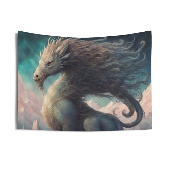 Majestic Myths Wall Art Decor | Mystical Mountain Dragon Horse Tapestry | Mountain Fantasy Game Room Hanging | Mythological Bed Room Gift