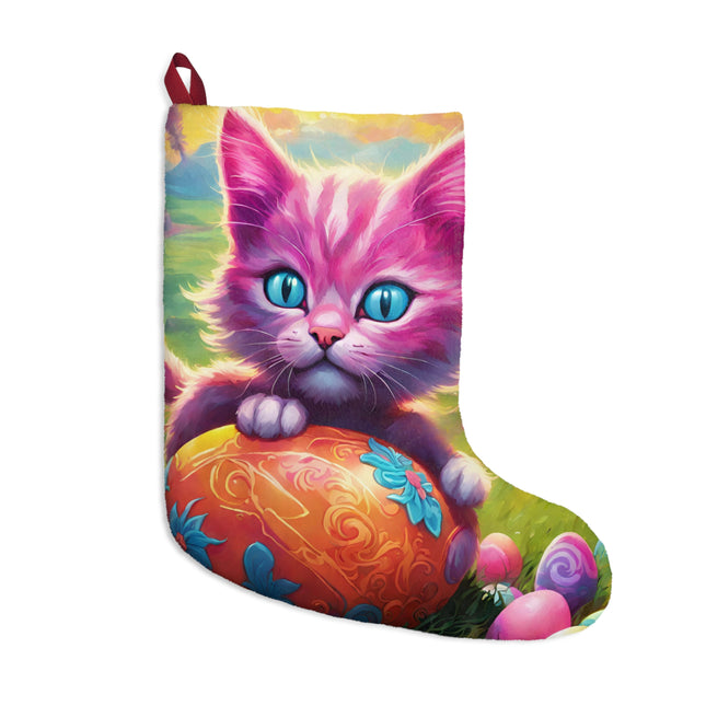 Personalized Easter Gift, Pink Kitten Stocking, Easter Egg Sock Stuffer, Kids Adults Cute Fun Hide and Seek Present