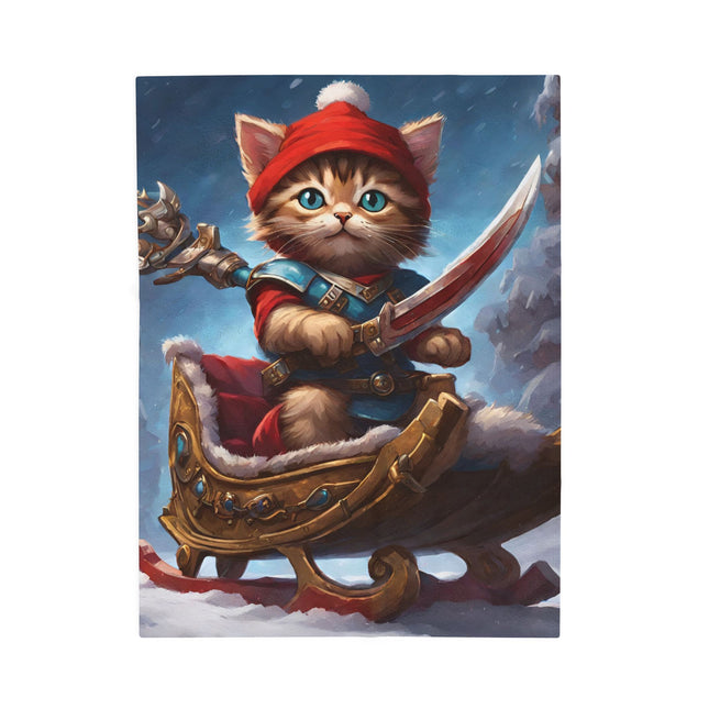 Christmas Blankets Kids Adults Blankets Velveteen Plush Blanket Cat Lovers Christmas Gift Santa Warrior Kitten Holiday Gift Cat Holiday Gift