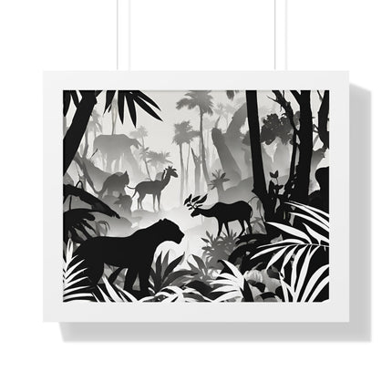 Animal Kingdom Print, Jungle Wall Decor, Wild Animal Scene, Shadow Wall Hanging, Nature Picture, Living Room Poster, Office Scenery