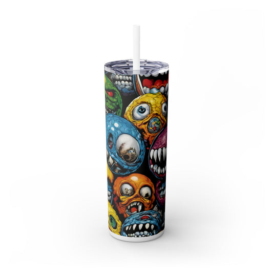 Retro Insulated Tumbler | Vintage 80s Toys Madballs Inspired Drink Traveler | Saturday Morning Cartoon 1980s Lover Gift Cup
