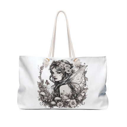 Flower Fantasy Butterfly Fairy Travel Gift Bag, Mushroom Flower Garden Princess Maiden Weekend Bag, Mystical Beauty Tote