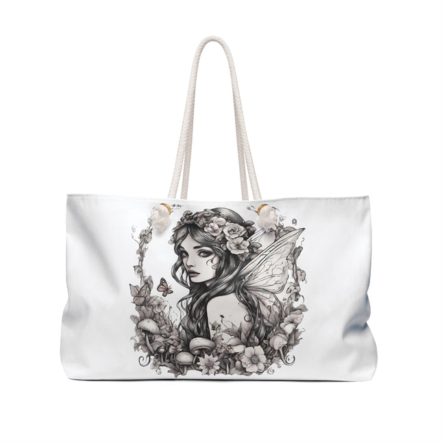 Flower Fantasy Butterfly Fairy Travel Gift Bag, Mushroom Flower Garden Princess Maiden Weekend Bag, Mystical Beauty Tote