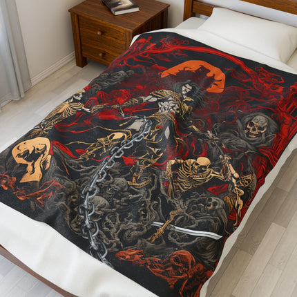 SURROUNDED BY THE DEMONS OF THE NIGHT Blanket - Video Game Inspired Velveteen Plush Throw