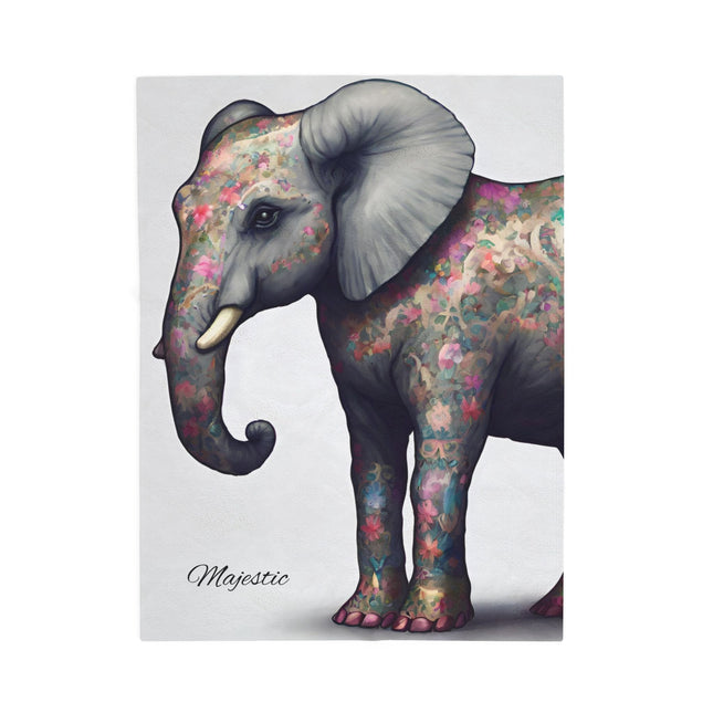 Elephant Blanket | Flower Pattern Animal Lover Warm Fleece Throw | Majestic Jungle Safari Kingdom Bed or Couch Cover Snuggle Sheet