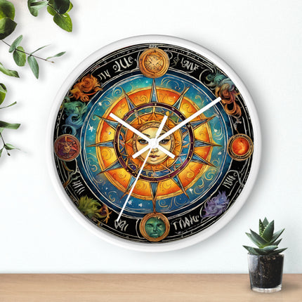CELESTIAL COSMIC SUN Wall Clock - Galaxy Stars Astronomy Decor